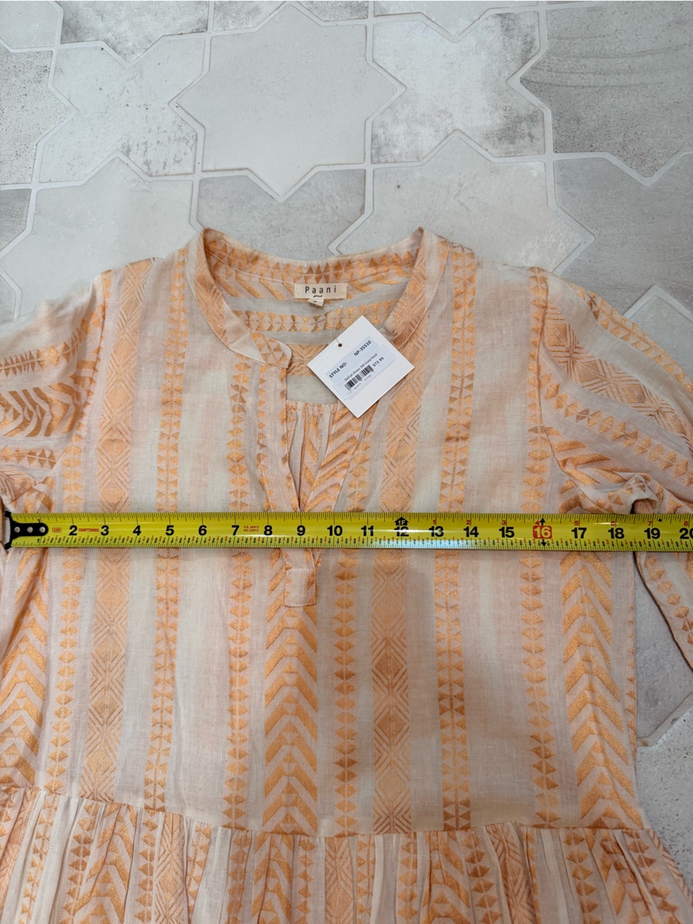 Paani Tiered White & Gold Cotton Swing Dress BNWT - Picture 5 of 8